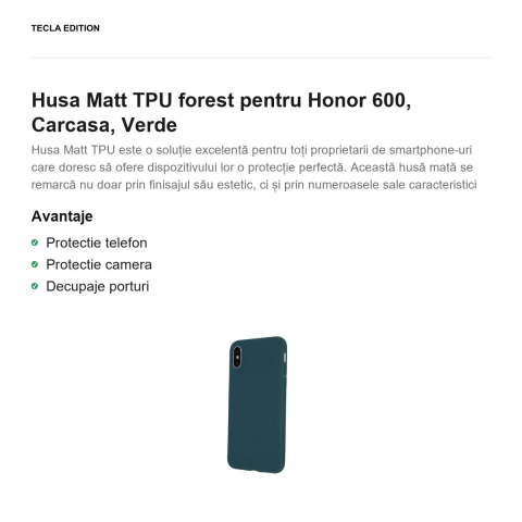 Husa Matt TPU forest pentru Honor 600, Carcasa, Verde [1]