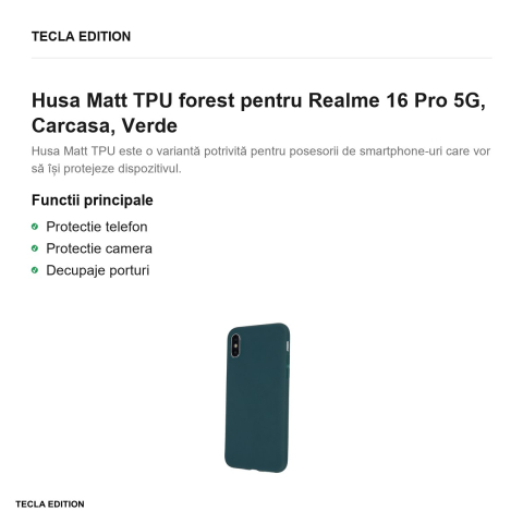Husa Matt TPU forest pentru Realme 16 Pro 5G, Carcasa, Verde [1]