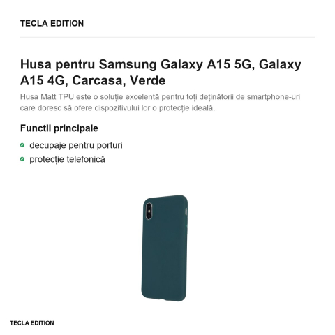 Husa Matt TPU forest pentru Samsung Galaxy A15 5G, Galaxy A15 4G, Carcasa, Verde [1]