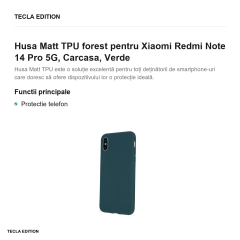 Husa Matt TPU forest pentru Xiaomi Redmi Note 14 Pro 5G, Carcasa, Verde [1]