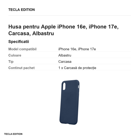 Husa Matt TPU pentru Apple iPhone 16e, iPhone 17e, Carcasa, Albastru [2]