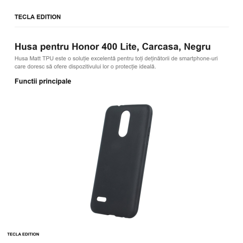 Husa Matt TPU pentru Honor 400 Lite, Carcasa, Negru [1]
