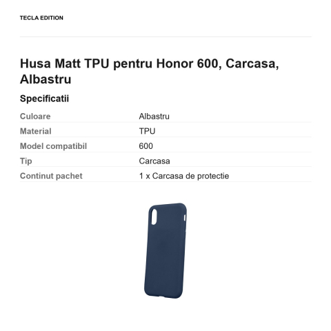 Husa Matt TPU pentru Honor 600, Carcasa, Albastru [2]