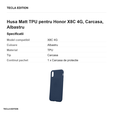 Husa Matt TPU pentru Honor X8C 4G, Carcasa, Albastru [2]