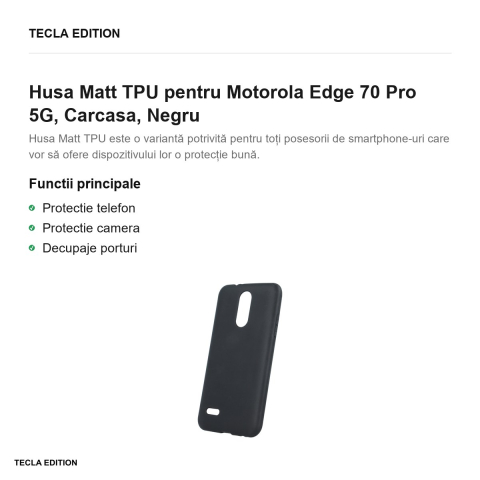 Husa Matt TPU pentru Motorola Edge 70 Pro 5G, Carcasa, Negru [1]