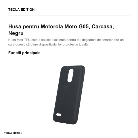 Husa Matt TPU pentru Motorola Moto G05, Carcasa, Negru [1]