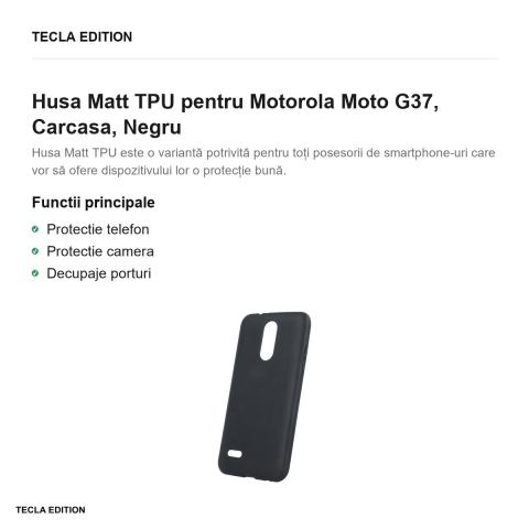Husa Matt TPU pentru Motorola Moto G37, Carcasa, Negru [1]