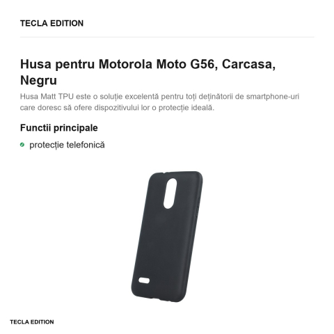 Husa Matt TPU pentru Motorola Moto G56, Carcasa, Negru [1]