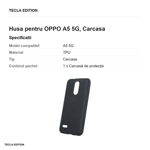Husa Matt TPU pentru OPPO A5 5G, Carcasa, Negru [2]
