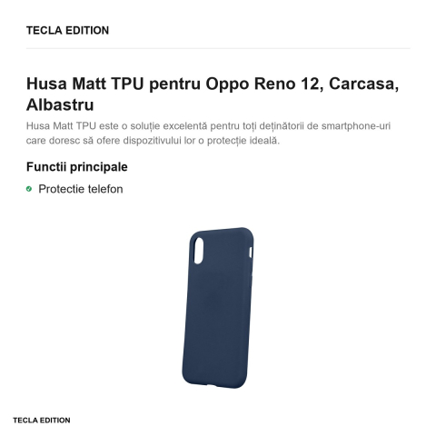 Husa Matt TPU pentru Oppo Reno 12, Carcasa, Albastru [1]