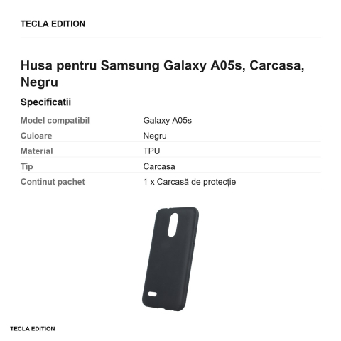 Husa Matt TPU pentru Samsung Galaxy A05s, Carcasa, Negru [2]