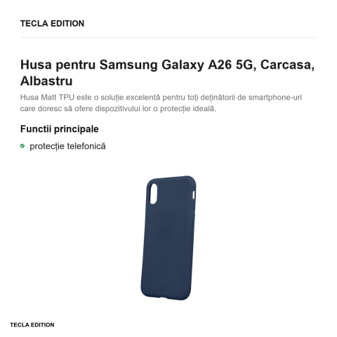 Husa Matt TPU pentru Samsung Galaxy A26 5G, Carcasa, Albastru [1]