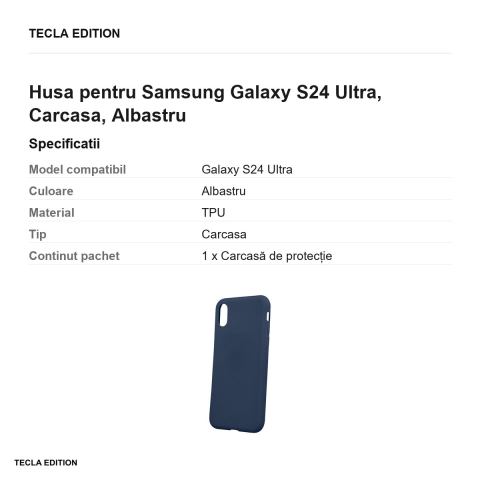 Husa Matt TPU pentru Samsung Galaxy S24 Ultra, Carcasa, Albastru [2]