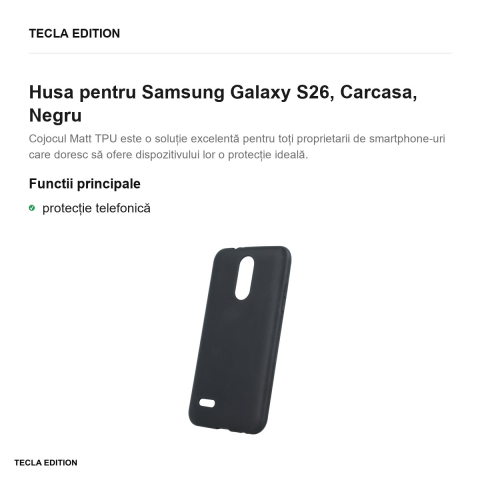 Husa Matt TPU pentru Samsung Galaxy S26, Carcasa, Negru [1]