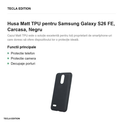 Husa Matt TPU pentru Samsung Galaxy S26 FE, Carcasa, Negru [1]