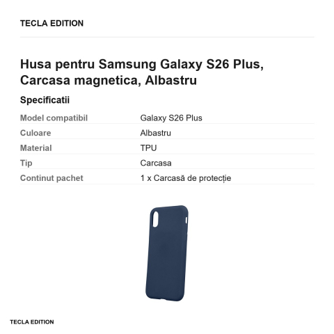 Husa Matt TPU pentru Samsung Galaxy S26 Plus, Carcasa magnetica, Albastru [2]