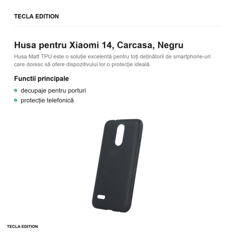 Husa Matt TPU pentru Xiaomi 14, Carcasa, Negru [1]