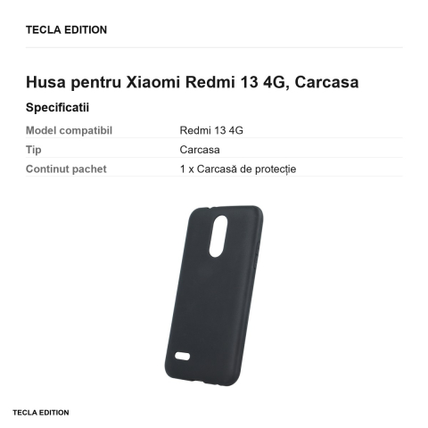 Husa Matt TPU pentru Xiaomi Redmi 13 4G, Carcasa, Negru [2]