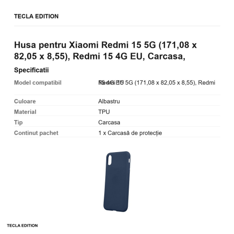 Husa Matt TPU pentru Xiaomi Redmi 15 5G, Redmi 15 4G EU, Carcasa, Albastru [2]