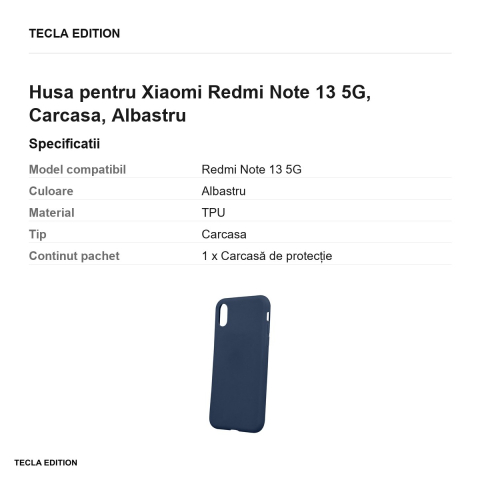 Husa Matt TPU pentru Xiaomi Redmi Note 13 5G, Carcasa, Albastru [2]