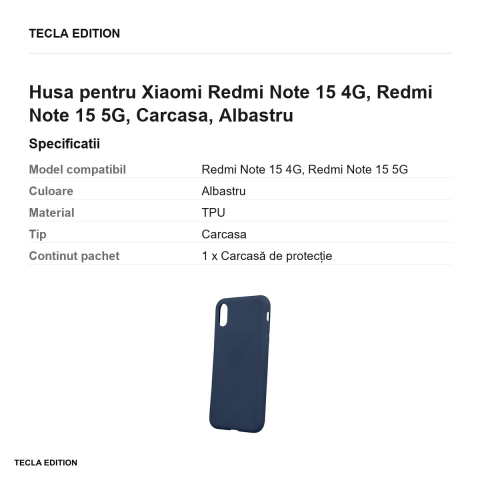 Husa Matt TPU pentru Xiaomi Redmi Note 15 4G, Redmi Note 15 5G, Carcasa, Albastru [2]
