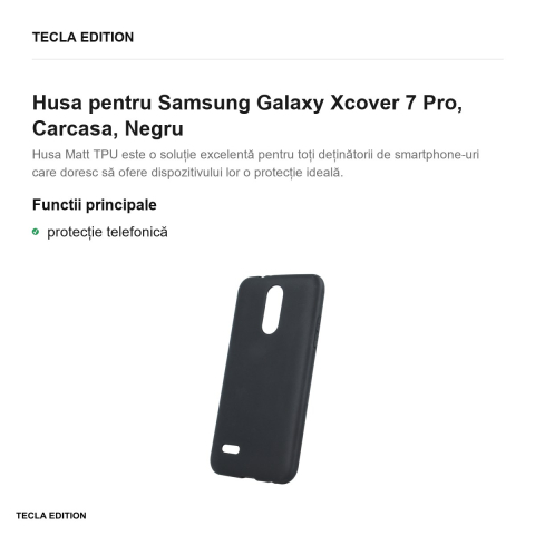 Husa Matt TPU Xcover pentru Samsung Galaxy Xcover 7 Pro, Carcasa, Negru [1]