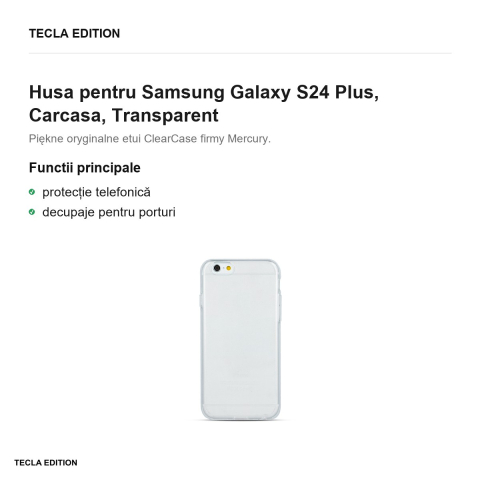 Husa Mercury Clear Jelly pentru Samsung Galaxy S24 Plus, Carcasa, Transparent [1]