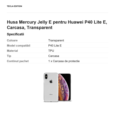Husa Mercury Jelly E pentru Huawei P40 Lite E, Carcasa, Transparent [2]