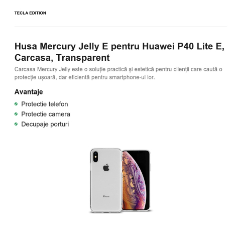 Husa Mercury Jelly E pentru Huawei P40 Lite E, Carcasa, Transparent [1]