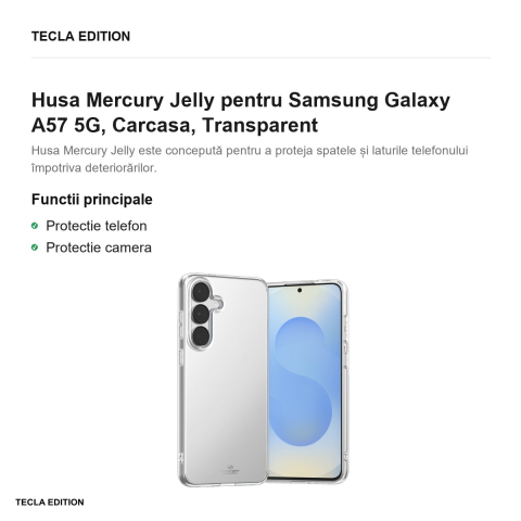 Husa Mercury Jelly pentru Samsung Galaxy A57 5G, Carcasa, Transparent [1]