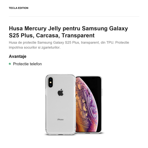 Husa Mercury Jelly pentru Samsung Galaxy S25 Plus, Carcasa, Transparent [1]