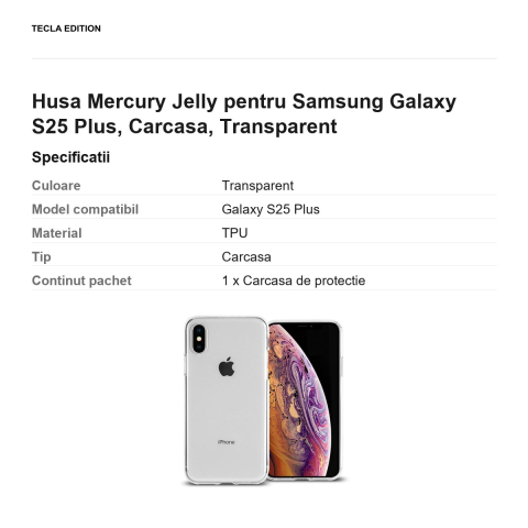 Husa Mercury Jelly pentru Samsung Galaxy S25 Plus, Carcasa, Transparent [2]