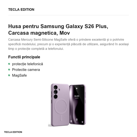 Husa Mercury Semi-Silicon + Lilac pentru Samsung Galaxy S26 Plus, Carcasa magnetica, Mov [1]