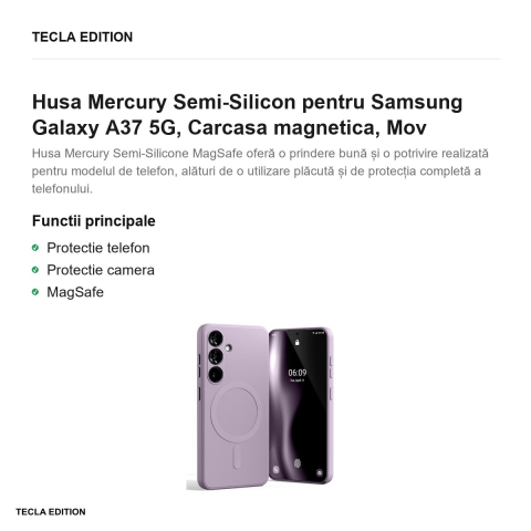 Husa Mercury Semi-Silicon pentru Samsung Galaxy A37 5G, Carcasa magnetica, Mov [1]
