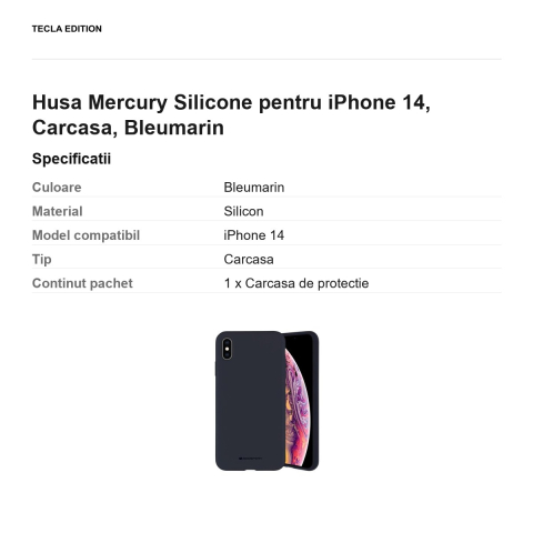 Husa Mercury Silicone pentru iPhone 14, Carcasa, Bleumarin [2]