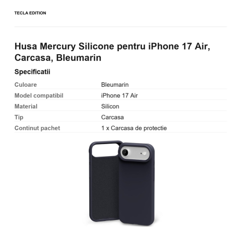 Husa Mercury Silicone pentru iPhone 17 Air, Carcasa, Bleumarin [2]