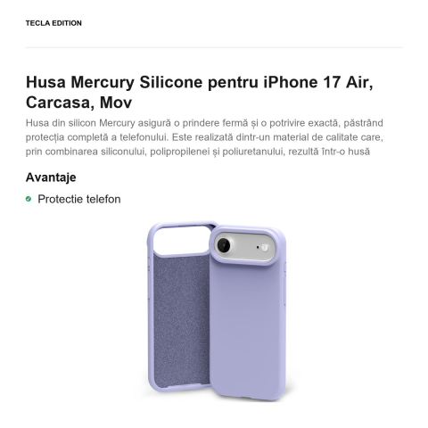 Husa Mercury Silicone pentru iPhone 17 Air, Carcasa, Mov [1]