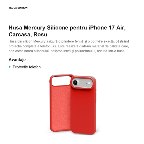 Husa Mercury Silicone pentru iPhone 17 Air, Carcasa, Rosu [1]