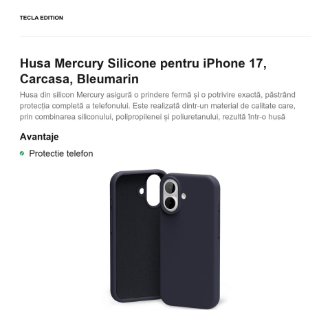 Husa Mercury Silicone pentru iPhone 17, Carcasa, Bleumarin [1]