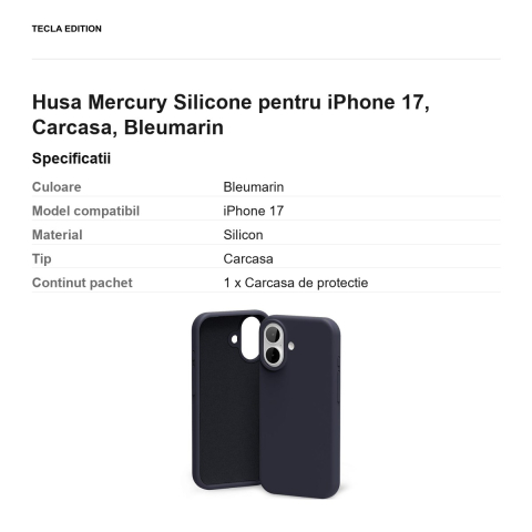 Husa Mercury Silicone pentru iPhone 17, Carcasa, Bleumarin [2]