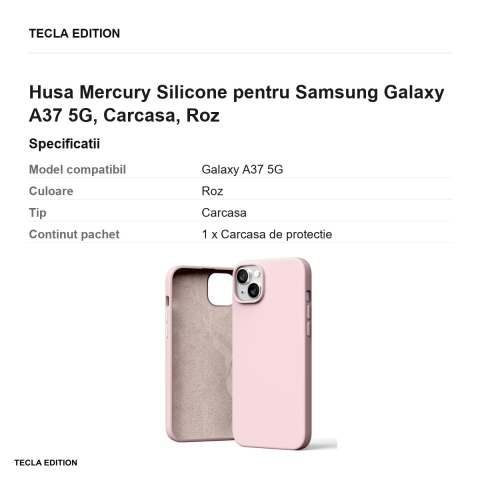 Husa Mercury Silicone pentru Samsung Galaxy A37 5G, Carcasa, Roz [2]