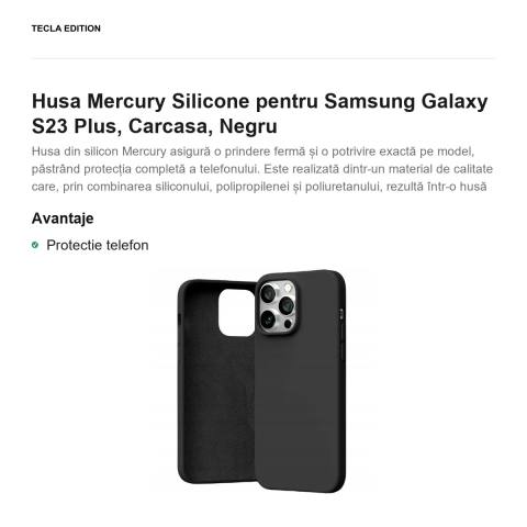 Husa Mercury Silicone pentru Samsung Galaxy S23 Plus, Carcasa, Negru [1]
