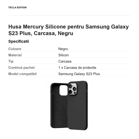 Husa Mercury Silicone pentru Samsung Galaxy S23 Plus, Carcasa, Negru [2]