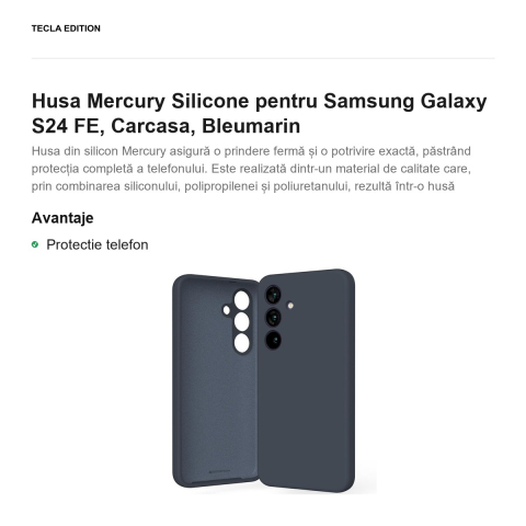 Husa Mercury Silicone pentru Samsung Galaxy S24 FE, Carcasa, Bleumarin [1]