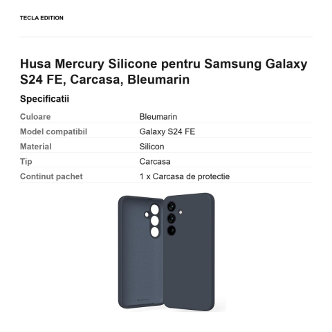 Husa Mercury Silicone pentru Samsung Galaxy S24 FE, Carcasa, Bleumarin [2]