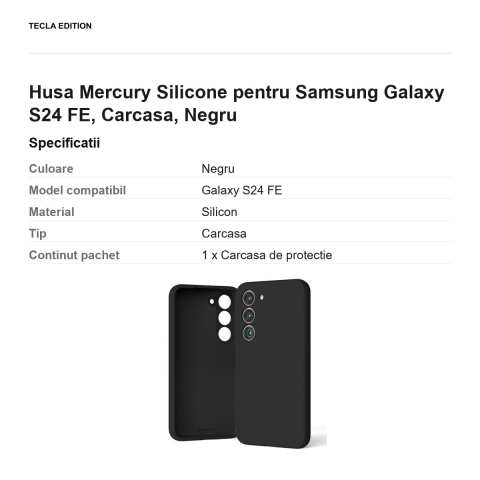 Husa Mercury Silicone pentru Samsung Galaxy S24 FE, Carcasa, Negru [2]