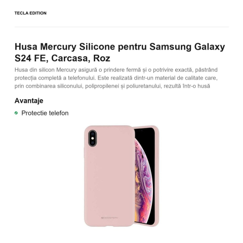 Husa Mercury Silicone pentru Samsung Galaxy S24 FE, Carcasa, Roz [1]