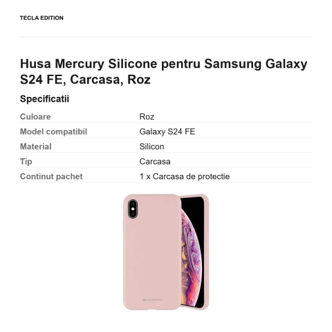 Husa Mercury Silicone pentru Samsung Galaxy S24 FE, Carcasa, Roz [2]
