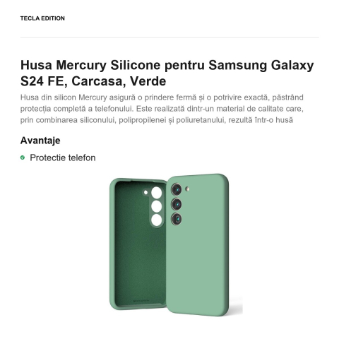 Husa Mercury Silicone pentru Samsung Galaxy S24 FE, Carcasa, Verde [1]
