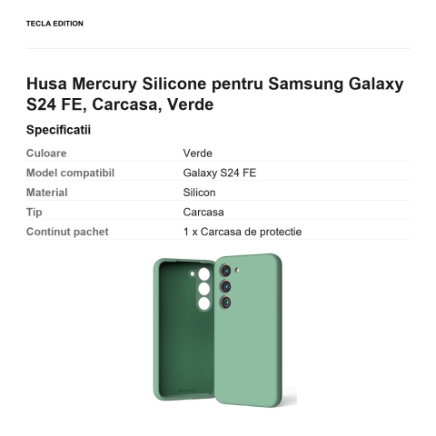 Husa Mercury Silicone pentru Samsung Galaxy S24 FE, Carcasa, Verde [2]